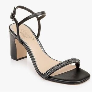 NEW! Jewel Badgley Mischka Charlee Block Heel Sandal in Black - Size 9 🚀